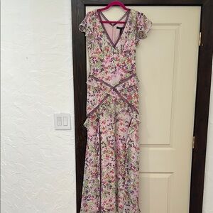 BCBGMaxAzria Floral Maxi Dress in Pink and Green